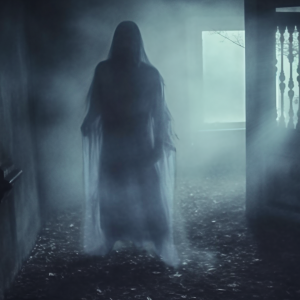 Ghostly figure in hallway
