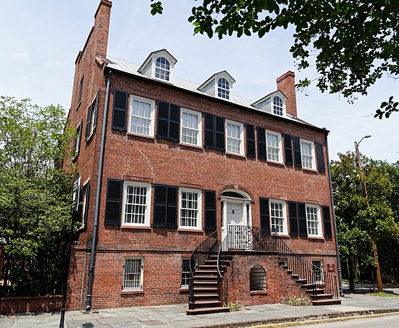 Red-brick facade of the Davenport House.